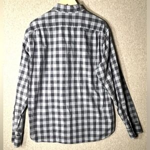 Button Down Shirt Long Sleeve Blue Plaid Slim Fit pocket XL